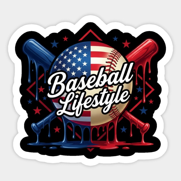 Baseball Lifestyle Patriotic Baseball Fan Sticker by ArtistTee ⭐⭐⭐⭐⭐